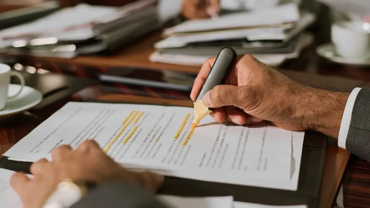 Attorney marking up defects in a mechanics lien document