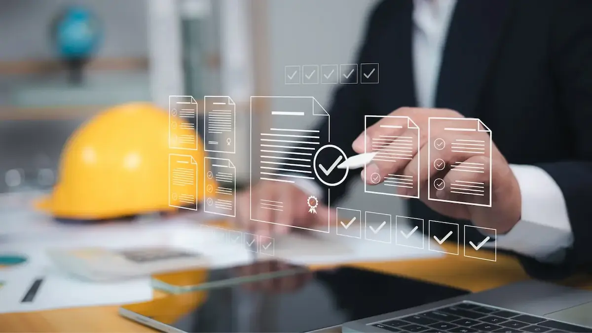 Attorney reviewing mechanics lien documents for defects and expired deadlines