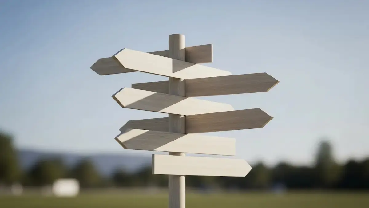 Blank directional signs pointing different directions representing poorly drafted easements